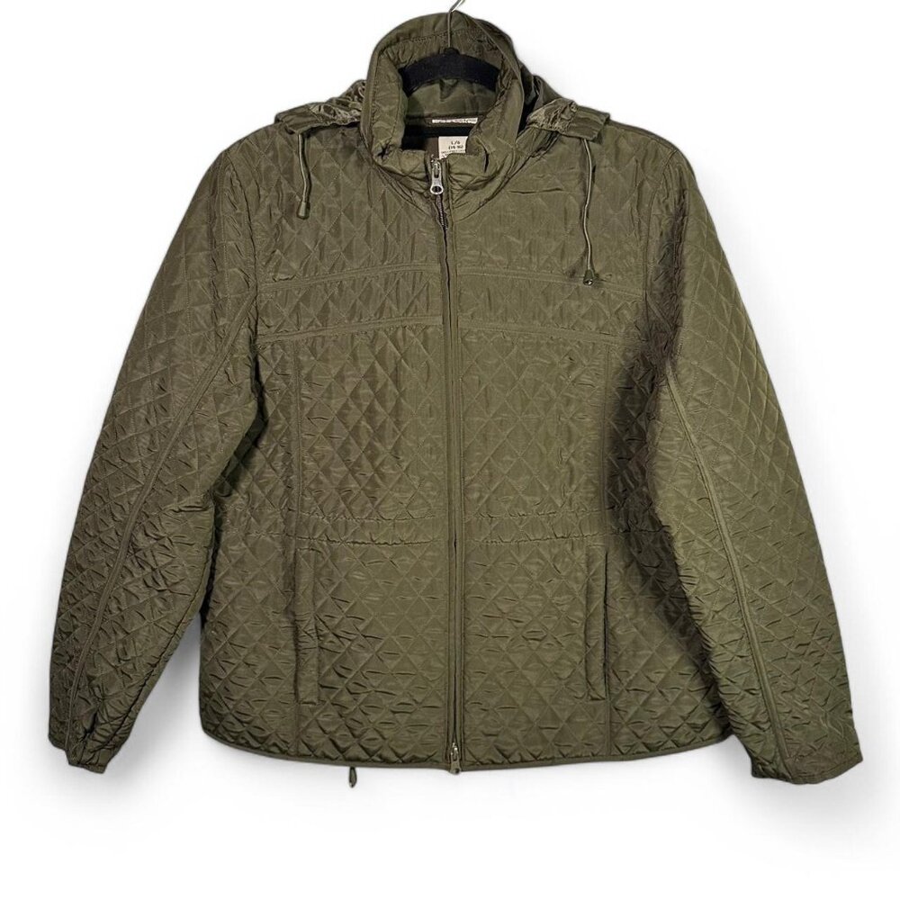 Classic Elements Quilted Fleece Lined Jacket in Army Green